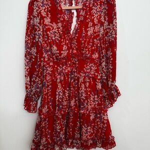 Floral Red Dress